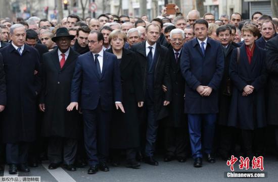 以色列纸媒“抹去”巴黎大游行默克尔照片 