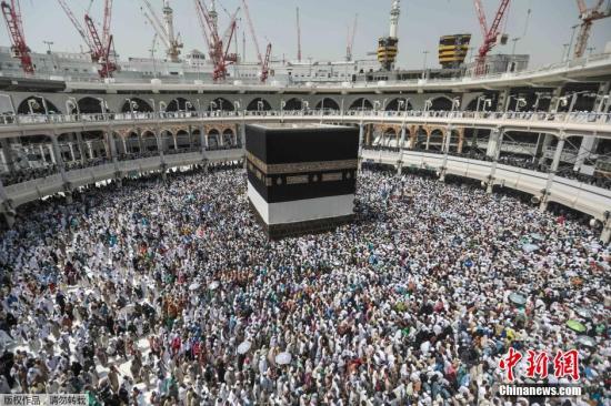 当地时间9月20日，沙特麦加朝觐前两天，穆斯林朝圣者在大清真寺祈祷。2015年的麦加朝觐于9月22日开始，至26日结束。