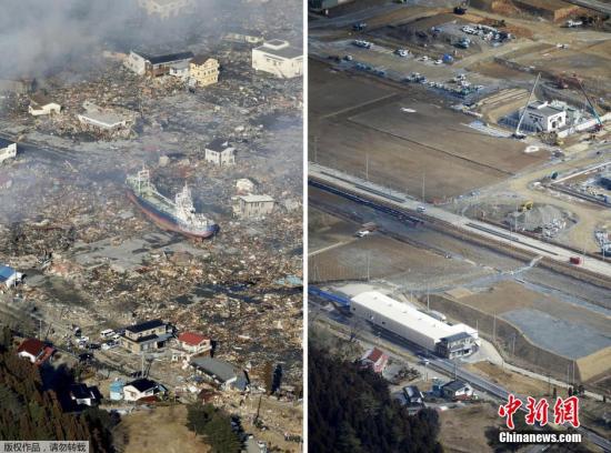 日本2011年大地震五周年将至，日本共同社于3月1日发布了日本大地震灾区今昔对比图。2011年3月11日，日本当地时间14时46分，日本东北部海域发生里氏9.0级地震并引发海啸，造成重大人员伤亡和财产损失。地震震中位于宫城县以东太平洋海域，震源深度海下10千米。东京有强烈震感。地震引发的海啸影响到太平洋沿岸的大部分地区。地震造成日本福岛第一核电站1~4号机组发生核泄漏事故。2011年4月1日，日本内阁会议决定将此次地震称为“东日本大地震”。
