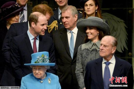 当地时间2016年3月14日，英国伦敦，王室成员在威斯敏斯特教堂出席皇家英联邦协会组织的活动。