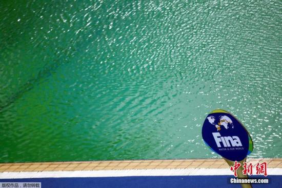 奥组委发言人马里奥・安德拉达说，“我们每天使用相同的参数检测水质，结果完全和蓝色水池的一样。”加拿大跳水队领队米奇・盖勒估计，水池变色是由藻类引起的。