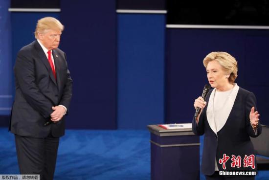 当地时间10月9日晚，美国共和党总统候选人特朗普和民主党总统候选人希拉里在密苏里州圣路易斯市展开第二场电视辩论。