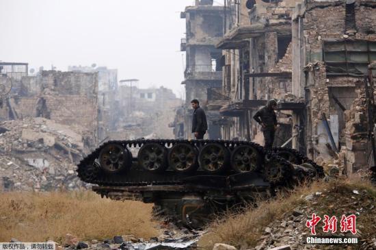 资料图：饱受战火摧残的叙利亚阿勒颇旧城，