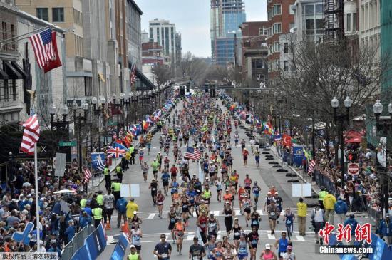资料图：波士顿马拉松赛事。