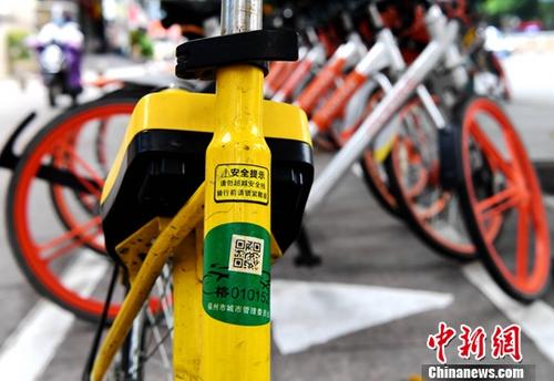 资料图：停放在福州街头的共享单车。/p中新社记者 张斌 摄