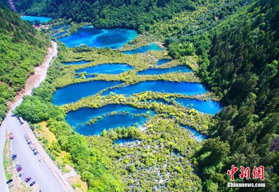 Quake-hit Jiuzhaigou National Park in 2018. (File photo/ China News Service)