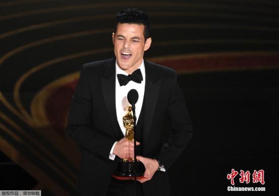 第91届奥斯卡颁奖礼现场，拉米·马雷克凭借在电影《波西米亚狂想曲》的精彩表现，获得第91届奥斯卡最佳男主角奖。