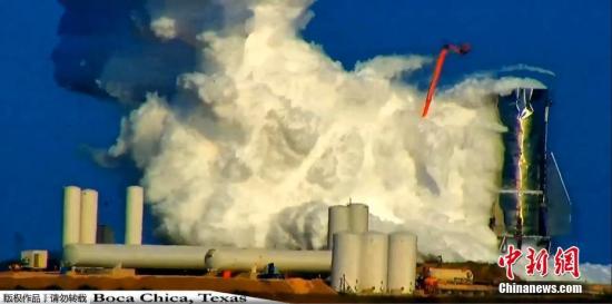 当地时间11月20日，SpaceX旗下测试版“星际飞船”原型在德克萨斯州进行的地面测试中部分船体设备发生爆炸，喷出大量气体。