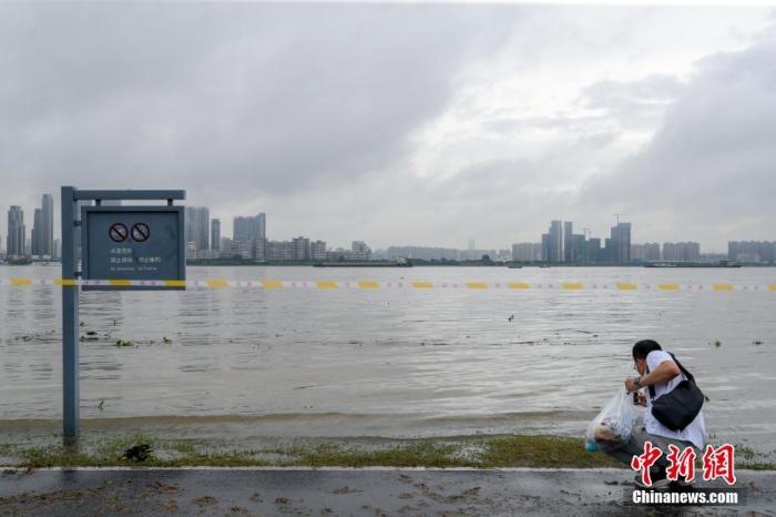 资料图：7月5日，武昌江滩边拉起了警戒线，市民在警戒线外观水。
<a target='_blank' href='http://www.chinanews.com/'>中新社</a>记者 张畅 摄