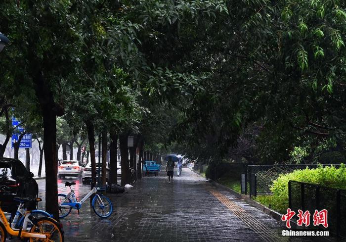 资料图：北京市降雨。/p中新网记者 李霈韵 摄