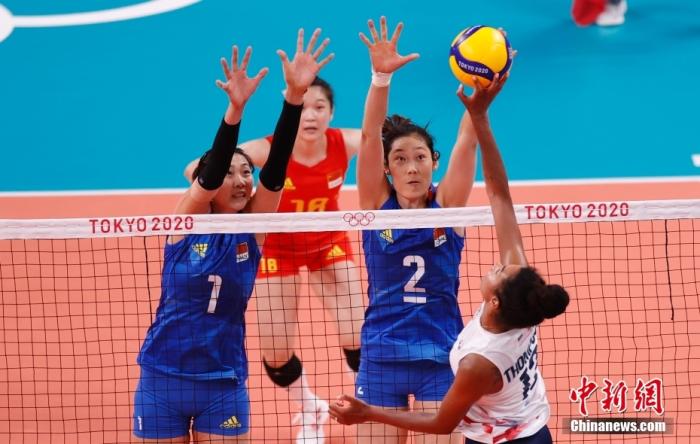 当地时间7月27日，首战失利的中国女排迎来东京奥运会第二场小组赛。队长朱婷带伤上场，砍下全队最高的18分，但中国队仍以0：3不敌美国女排，遭遇东京奥运小组赛两连败。/p中新社记者 杜洋 摄