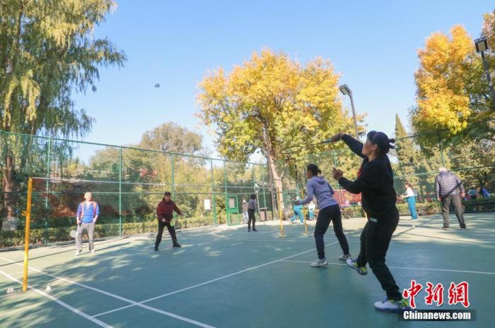 资料图：市民在公园打羽毛球。 <a target='_blank' href='http://www.chinanews.com/'>中新社</a>记者 贾天勇 摄