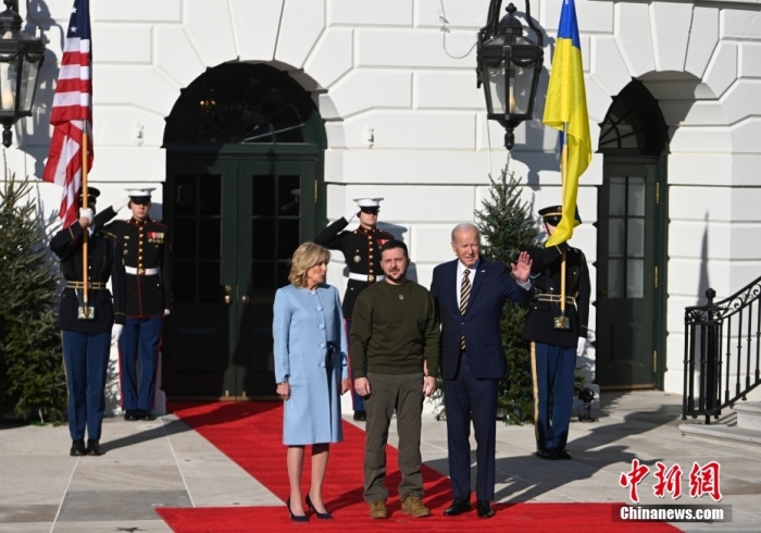 当地时间12月21日，美国总统拜登在白宫会晤应邀来访的乌克兰总统泽连斯基。 <a target='_blank' href='/'>中新社</a>记者 陈孟统 摄