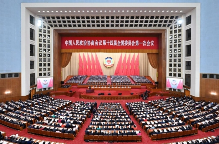 3月4日，中邦百姓政事籌議會議第十四屆全國委員會第一次會議正正在北京百姓大會堂開幕。
新華社記者 翟健嵐 攝