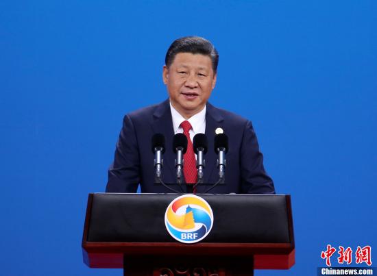 5月14日上午，中国国家主席习近平在北京出席“一带一路”国际合作高峰论坛开幕式并发表主旨演讲。中新社记者 刘震 摄