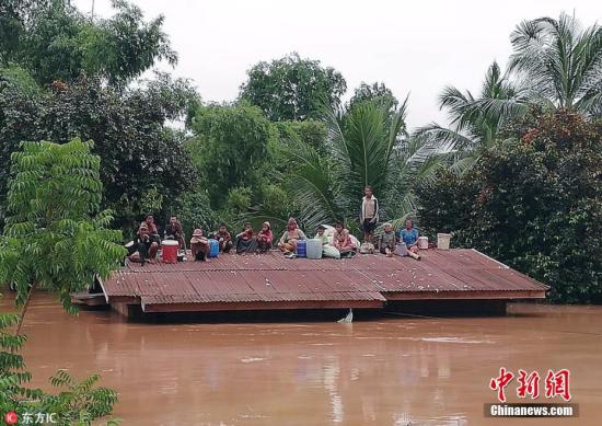 资料图：当地时间2018年7月24日，老挝阿速坡省(Attapeu)，该省一座水电站大坝发生坍塌，造成多个村庄被淹，至少5人死亡，另有数百人失踪。图片来源：东方IC 版权作品 请勿转载