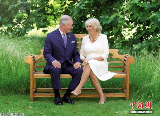 资料图：英国王室发布查尔斯王子夫妇的圣诞贺卡。