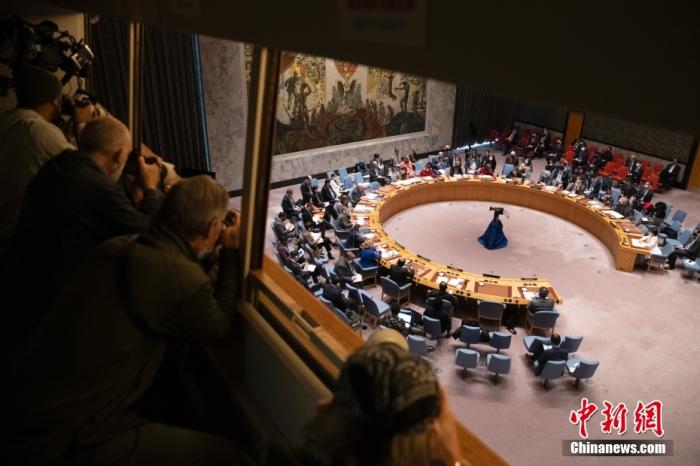 当地时间3月11日，联合国安理会在纽约联合国总部举行会议审议乌克兰生物安全问题。 中新社记者 廖攀 摄